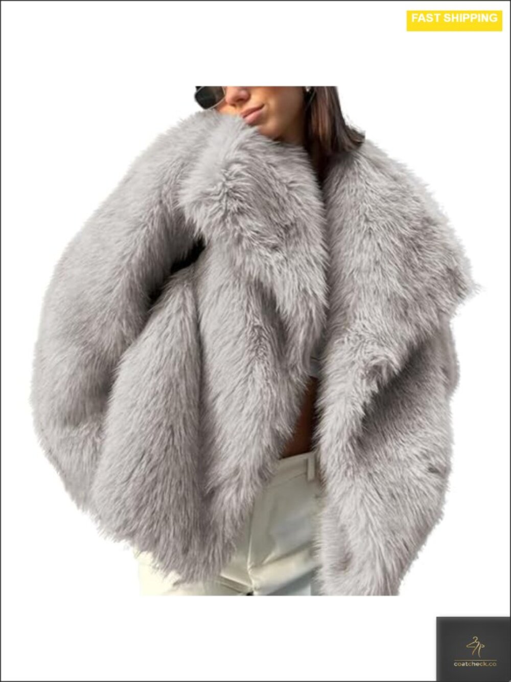 Faux Fur Coat Oversized Shaggy Button Lapel Fuzzy Ladies Jacket Winter